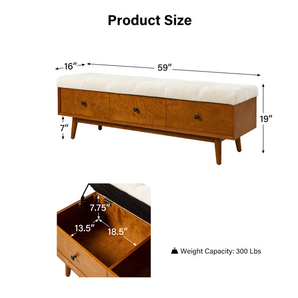 Wade Logan® Beauchamps Upholstered Flip Top Storage Bench Wayfair